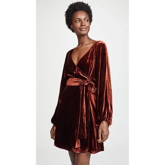 A.L.C Carlo Velvet silk Blend Wrap mini Dress - Picture 3 of 13